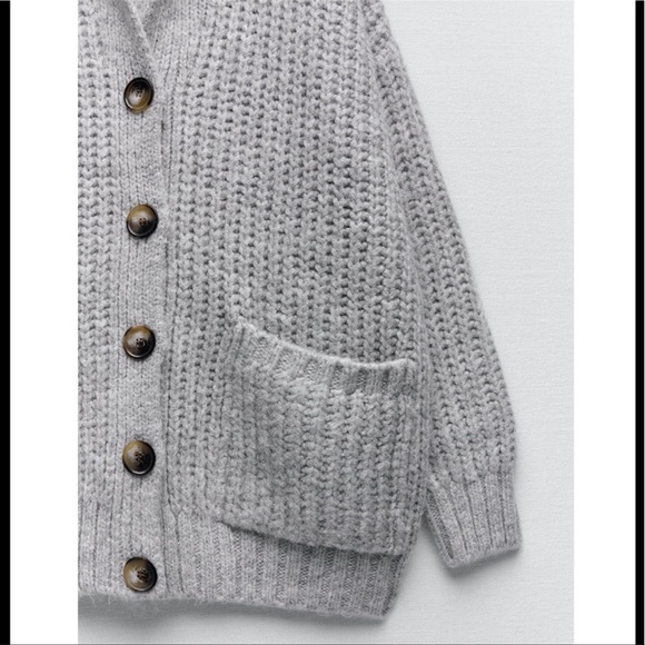 ZARA OVERSIZED KNIT CARDIGAN WITH POCKETS | SIZE: S | NWT - Picture 5 of 9
